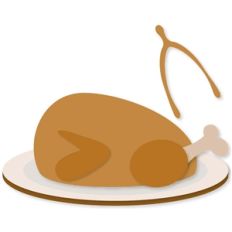 cooked turkey and wishbone