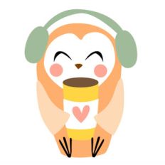 cute owl with a mug