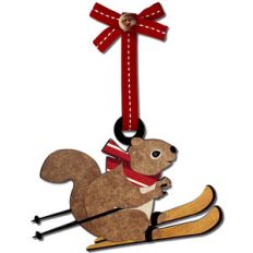 ski squirrel ornament gift tag