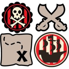 4 pirate cupcake toppers