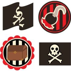 4 pirate cupcake toppers