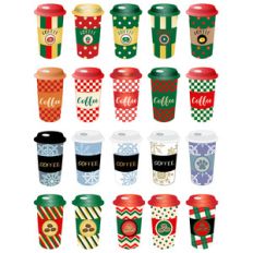 christmas coffee cups planner stickers