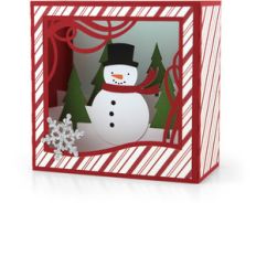 5x7 shadow box card snowman
