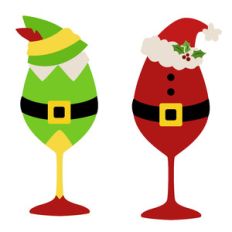 christmas wine glasses santa and elf