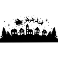 santa flying over houses