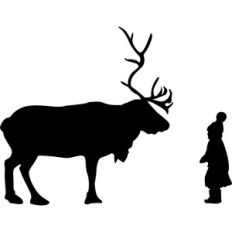 little girl with reindeer silhouettes