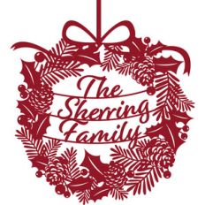 papercut family name wreath