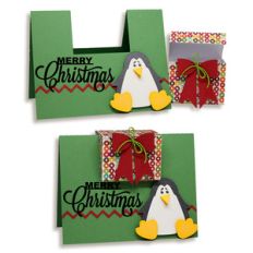 merry christmas card with gift box