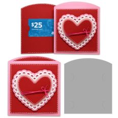 scallop heart gift card envelope holder