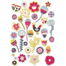 folk birds and flowers stickers