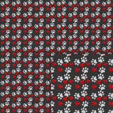 paw print heart black pattern