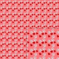 paw print heart red pattern