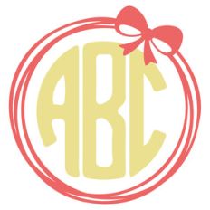 cute bow monogram frame