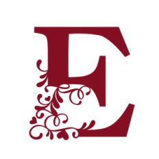 flourish heart monogram - e