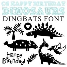 cg happy birthday dinosaurs dingbats