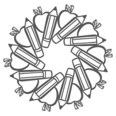 pencil and apple monogram frame