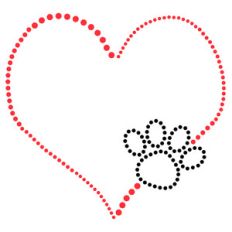 rhinestone heart with dog paw
