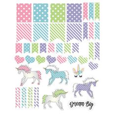 unicorns and polka dot planner stickers
