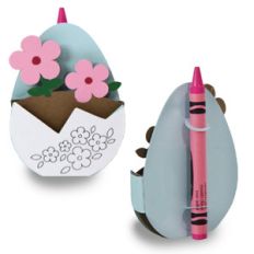 flower egg crayon card