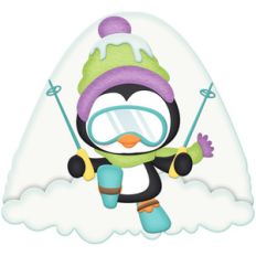 penguin snow skiing