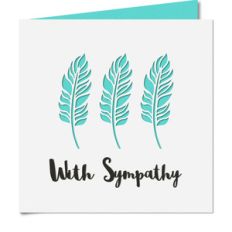 'with sympathy' feather cutout card