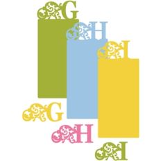 flourish monograms and cards - g,h,i