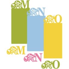 flourish monograms and cards - m,n,o