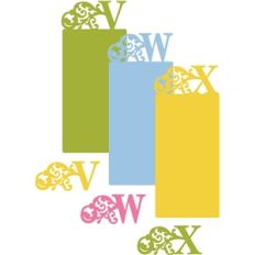 flourish monograms and cards - v,w,x