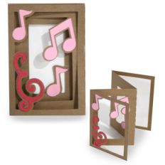 accordion shadow box card - musical notes