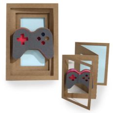 accordion shadow box card - video game