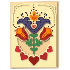 tulips folk art 5x7 card
