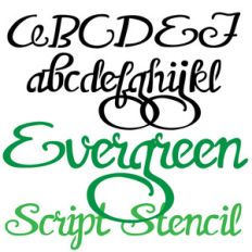 pn evergreen script stencil