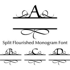 split flourished monogram font