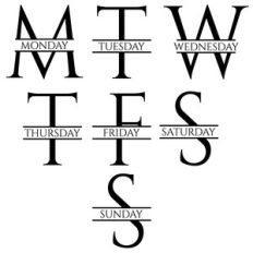 days of the week monograms