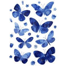 blue watercolor butterflies stickers