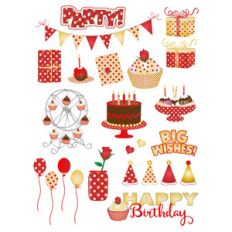 red and gold birthday planning stickers