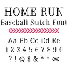 home run baseball stitch font