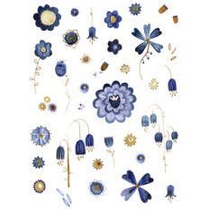 indigo watercolor flowers
