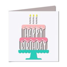 'happy birthday' cake cutout card