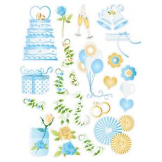 blue and gold wedding planner stickers