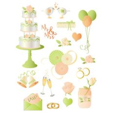 peach and green wedding planner stickers