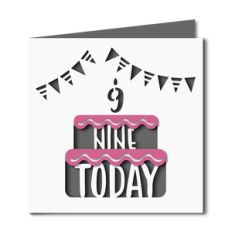 9 today cake cutout birthday card