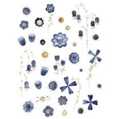 indigo watercolor flower stickers