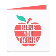 'thank you teacher' apple cutout card