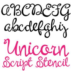 pn unicorn script stencil