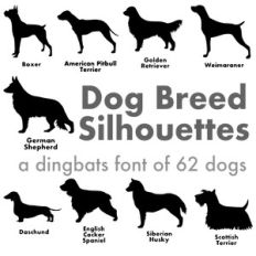 dog breed silhouettes font