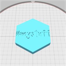 hexagonal box lid with '#mystuff' engraving