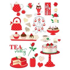 red tea party planner stickers