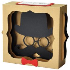 bowler and moustache gift card box