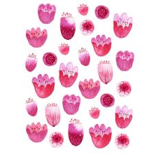 pink watercolor blossom stickers